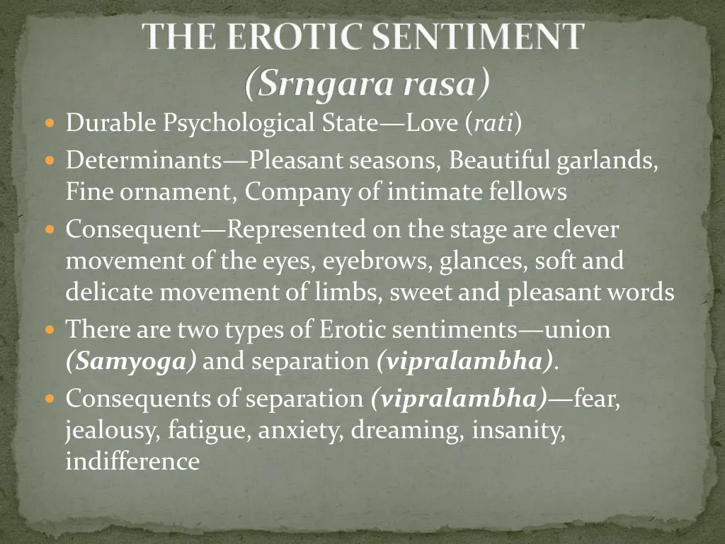 the erotic sentiment srngara rasa