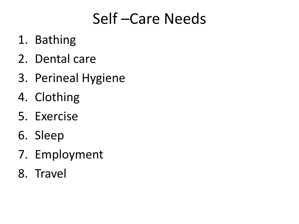 self care needs 1