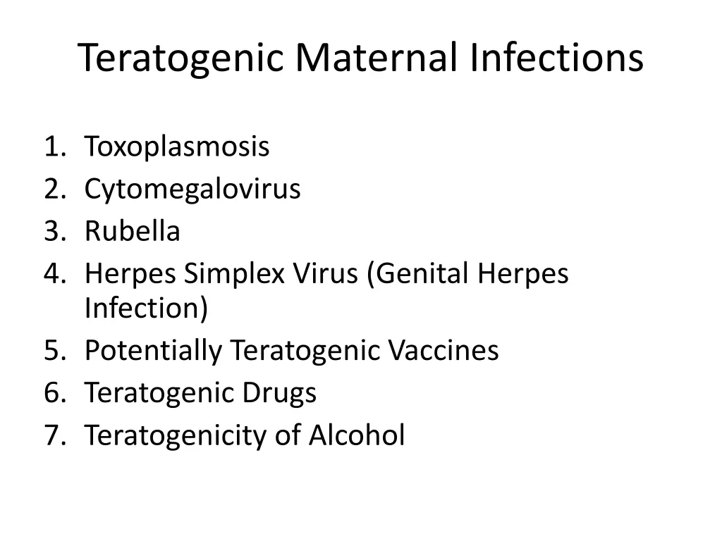 teratogenic maternal infections