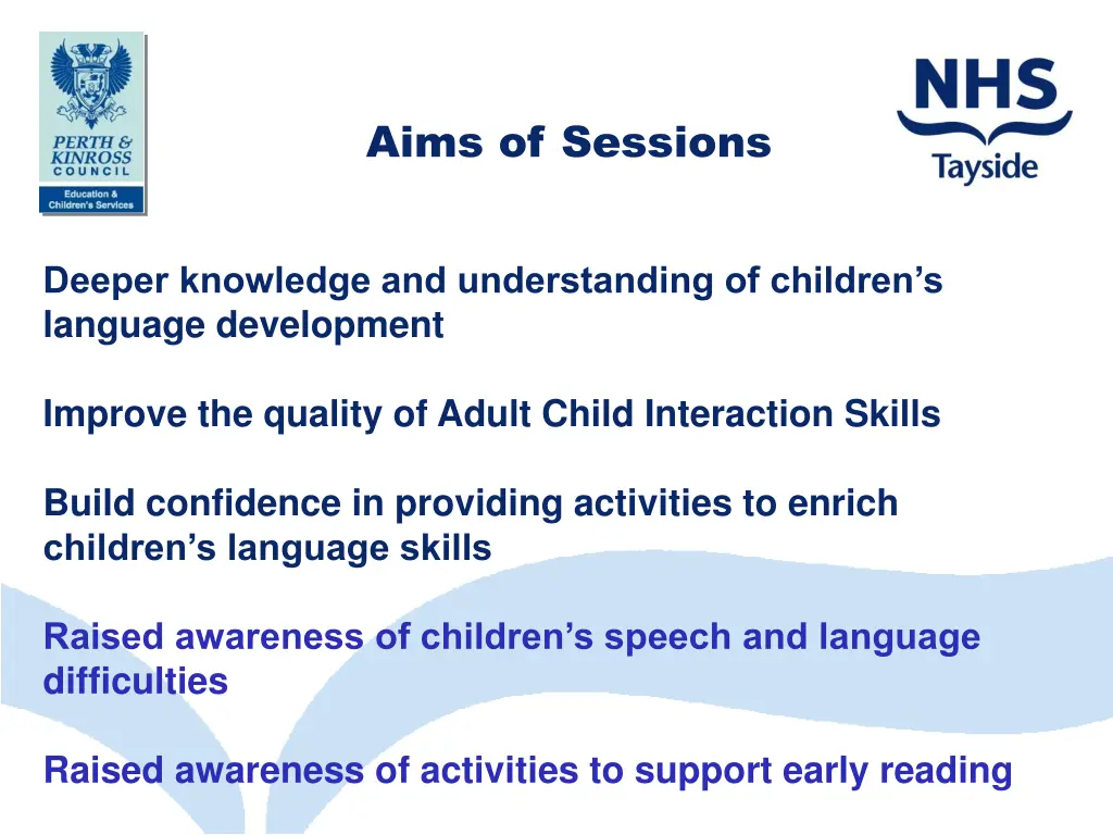 aims of sessions 1