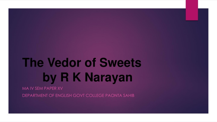 the vedor of sweets by r k narayan