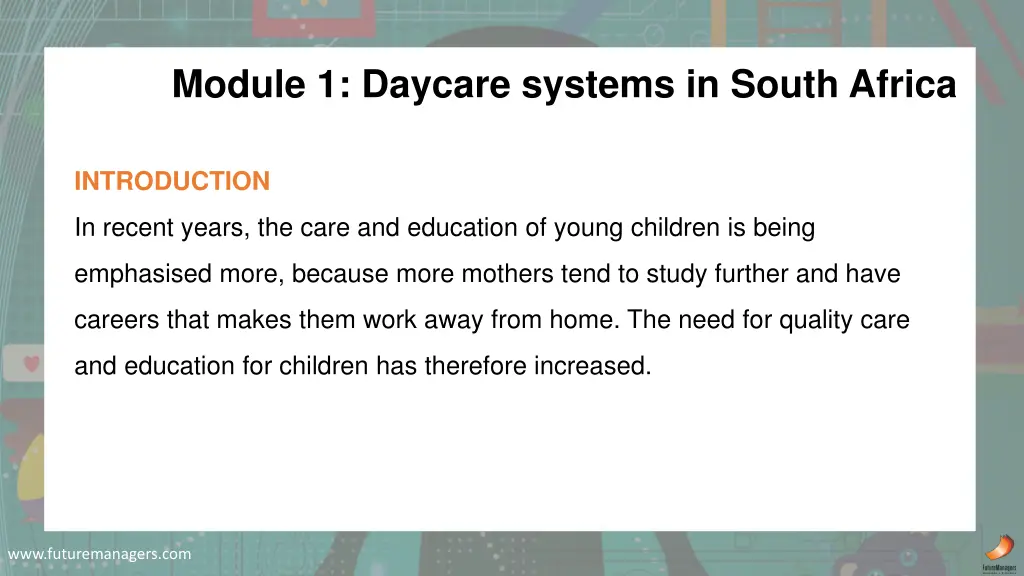 module 1 daycare systems in south africa