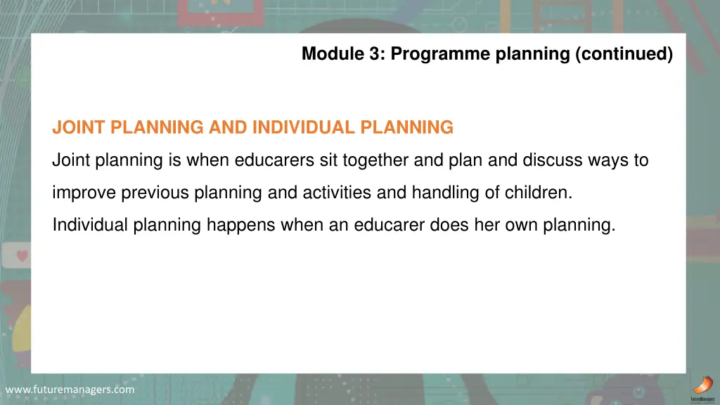 module 3 programme planning continued 2