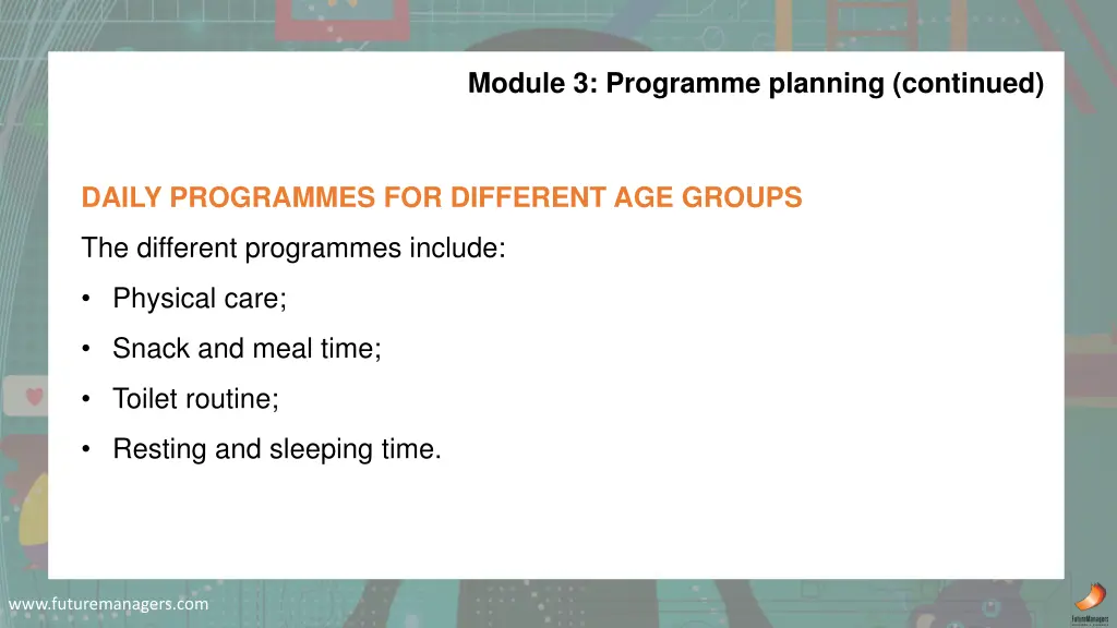 module 3 programme planning continued 4