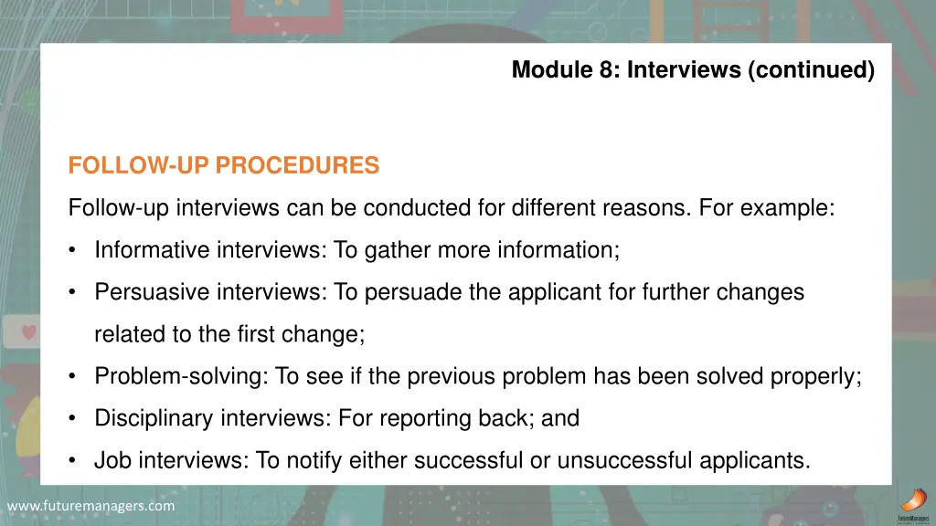 module 8 interviews continued 3