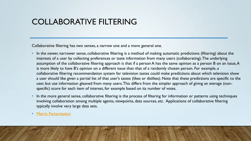 collaborative filtering