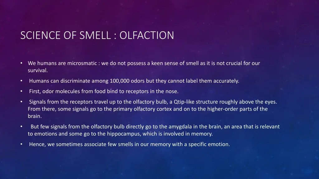 science of smell olfaction