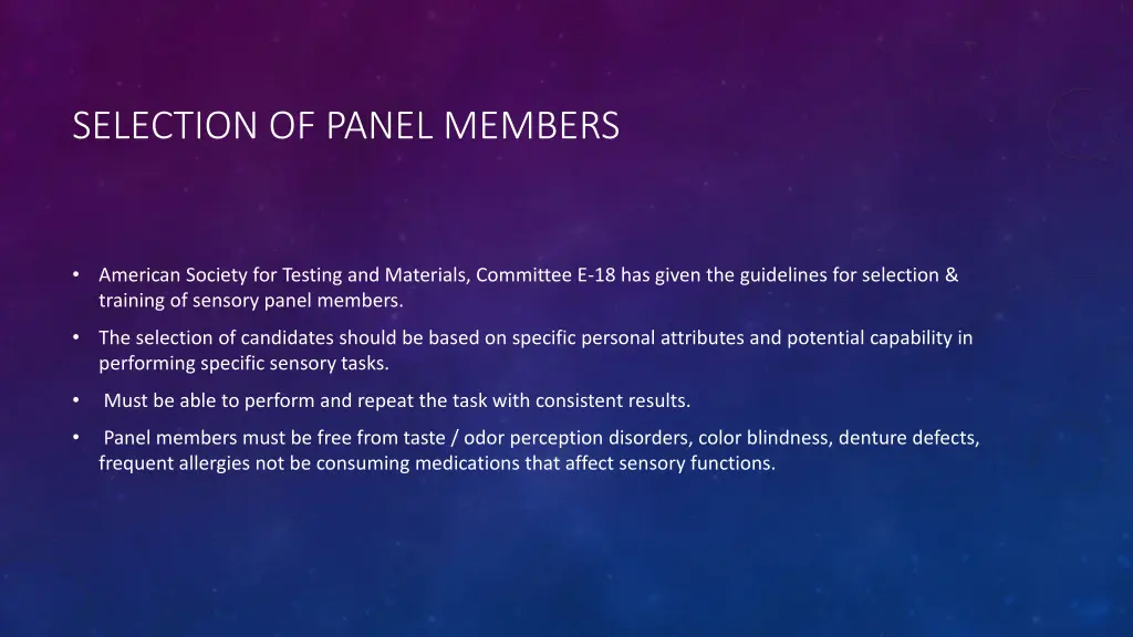 selection of panel members