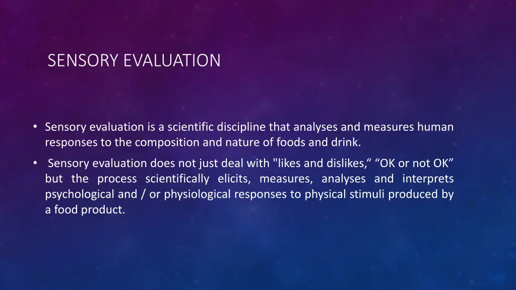 sensory evaluation