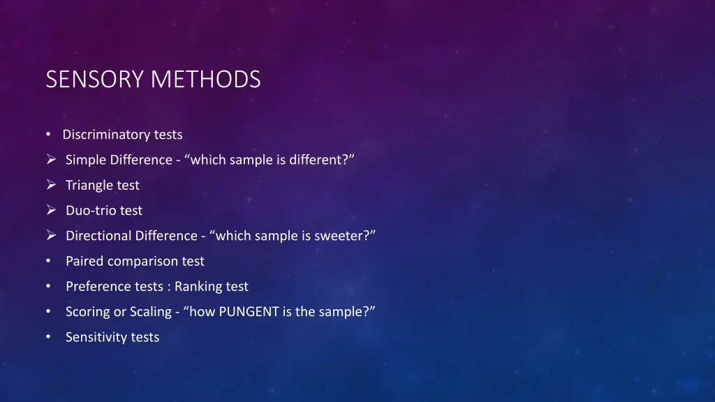 sensory methods 1