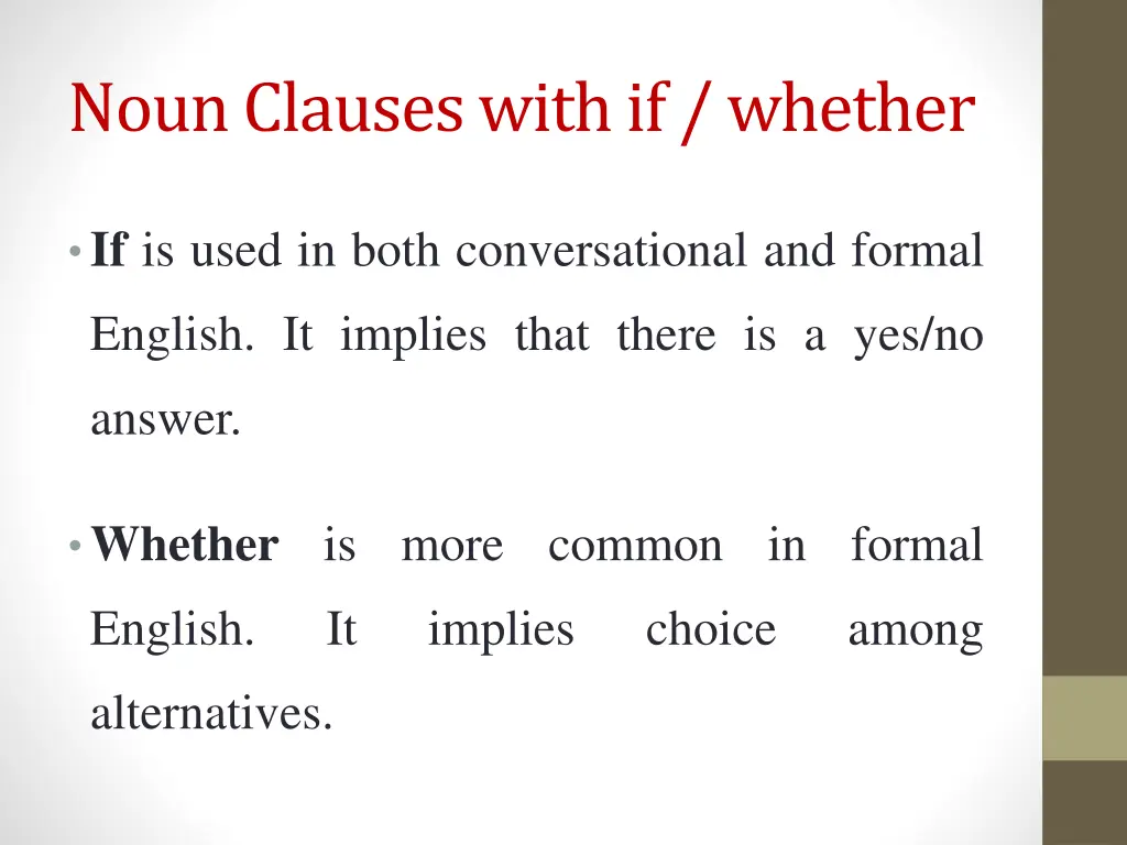 noun clauses with if whether 1