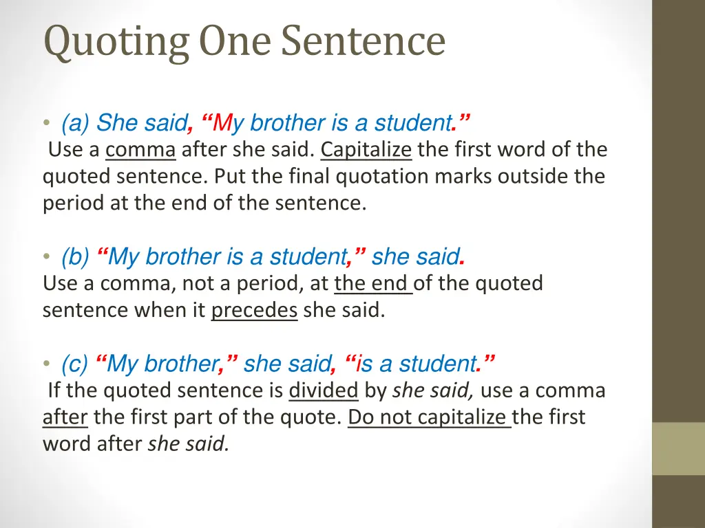 quoting one sentence