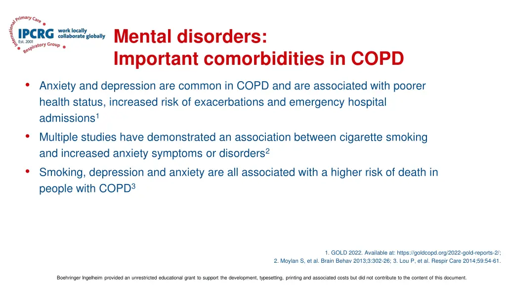 mental disorders important comorbidities in copd