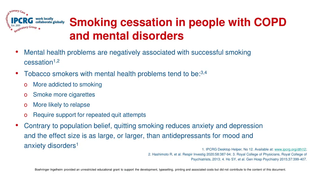 smoking cessation in people with copd and mental