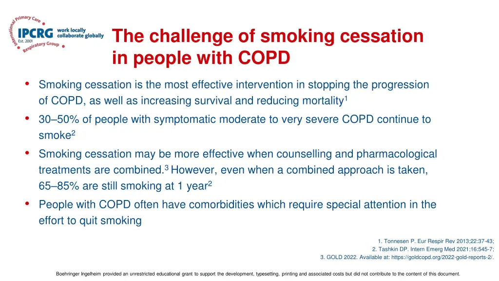 the challenge of smoking cessation in people with