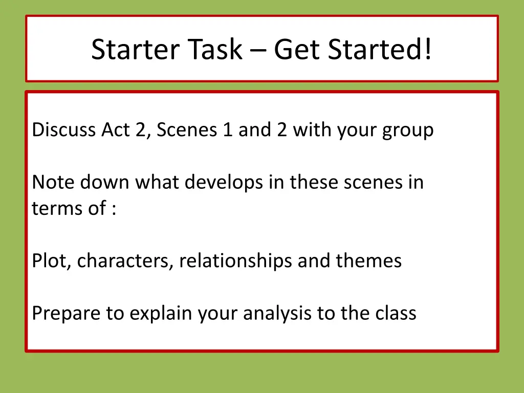 starter task get started