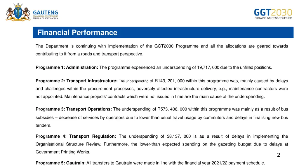 financial performance