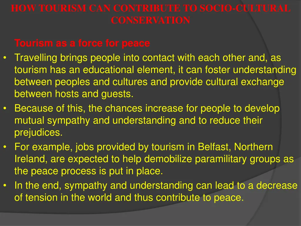 how tourism can contribute to socio cultural 1