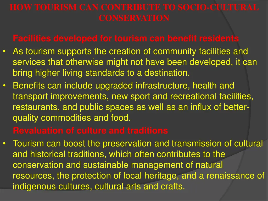 how tourism can contribute to socio cultural 4