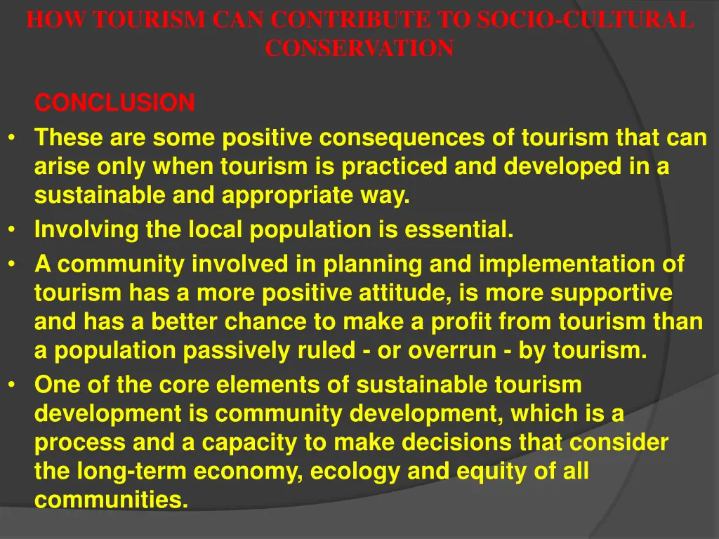 how tourism can contribute to socio cultural 7