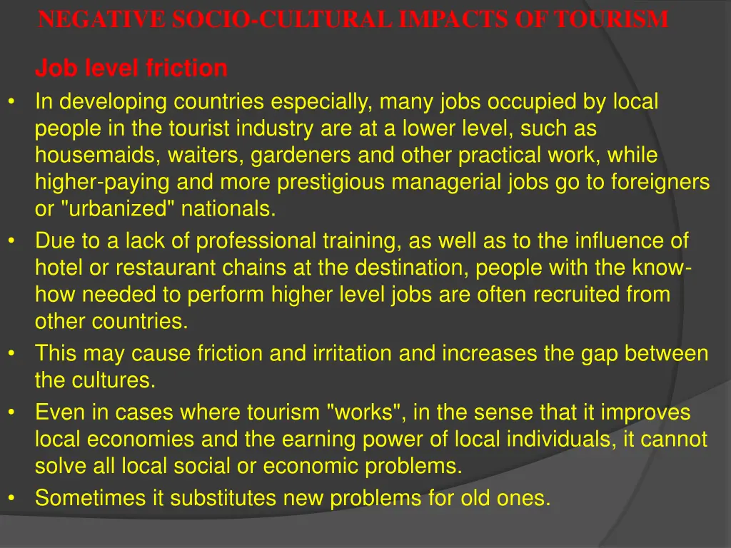 negative socio cultural impacts of tourism 2