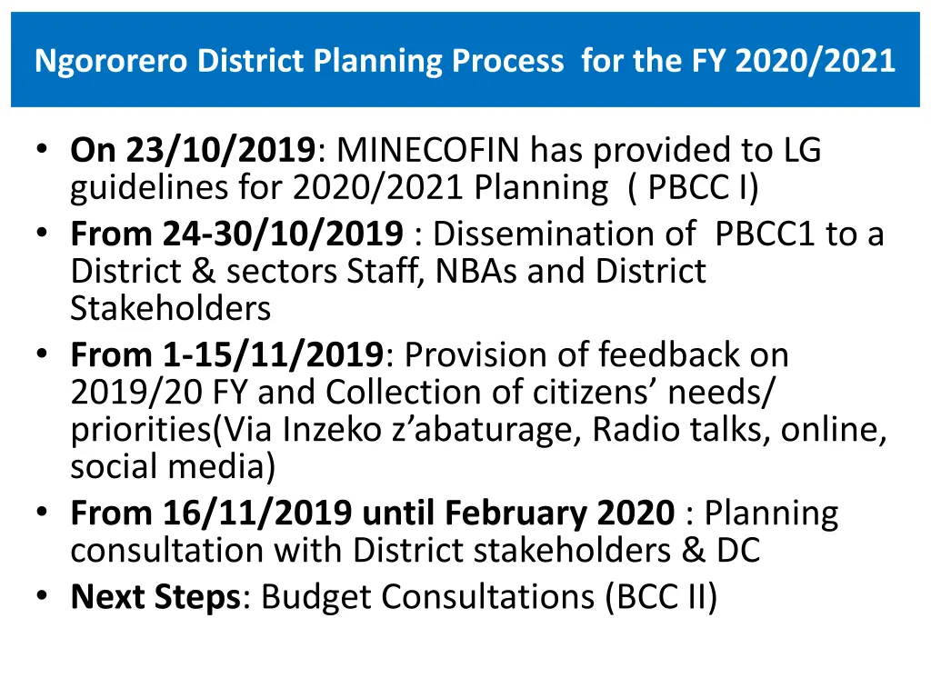 ngororero district planning process