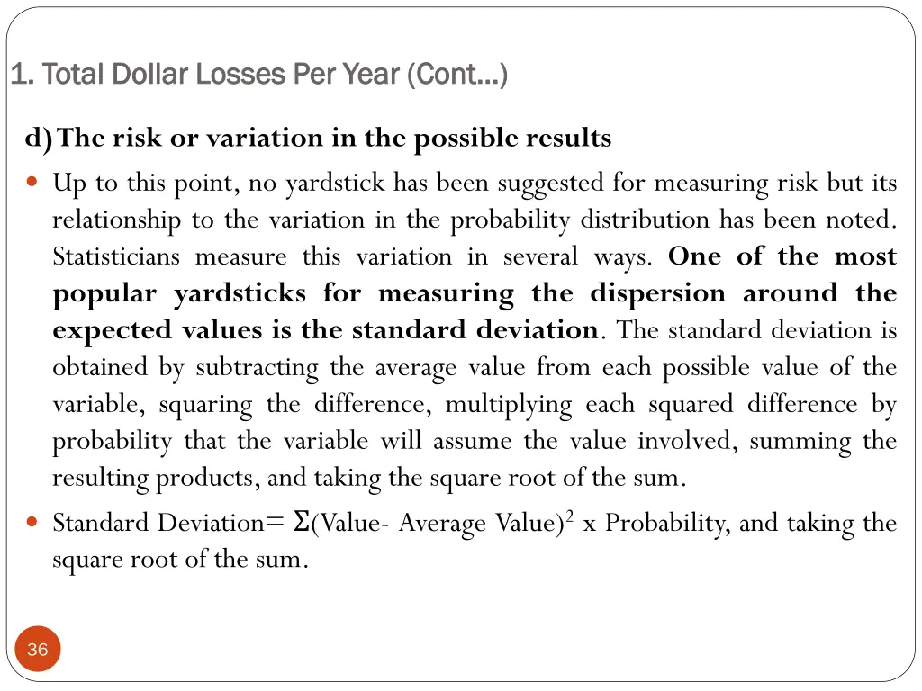 1 total dollar losses per year cont 1 total 2