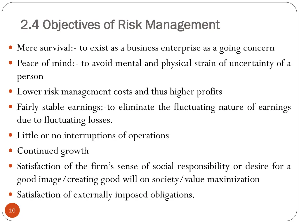 2 4 objectives of risk management 2 4 objectives