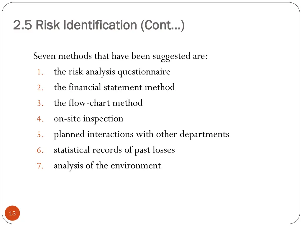 2 5 risk identification cont 2 5 risk 1