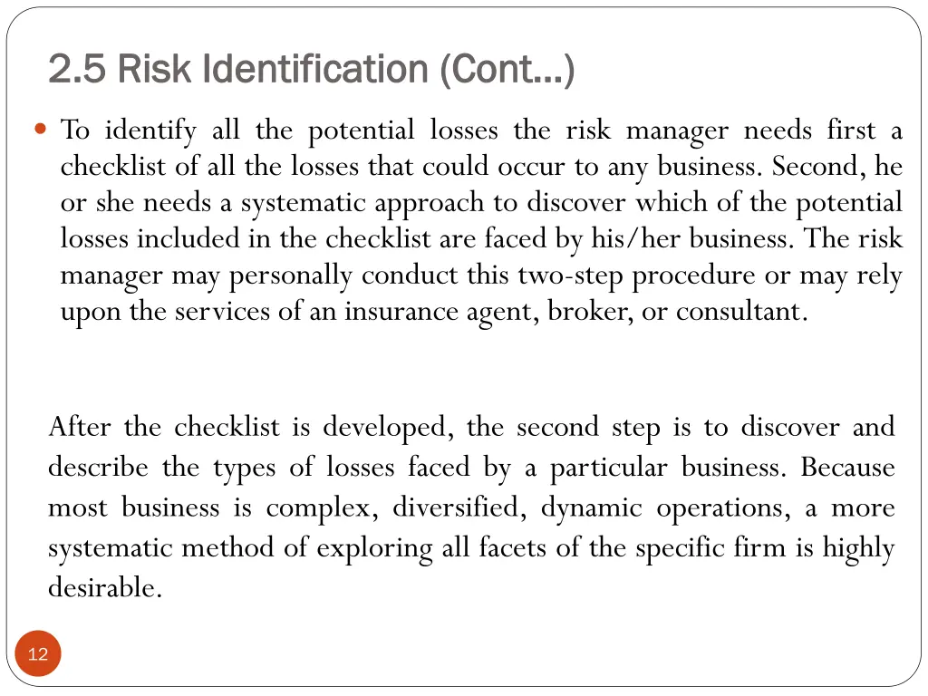 2 5 risk identification cont 2 5 risk