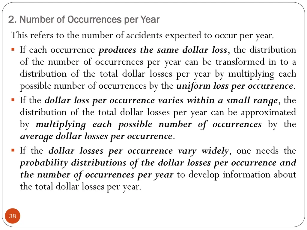 2 number of occurrences per year 2 number