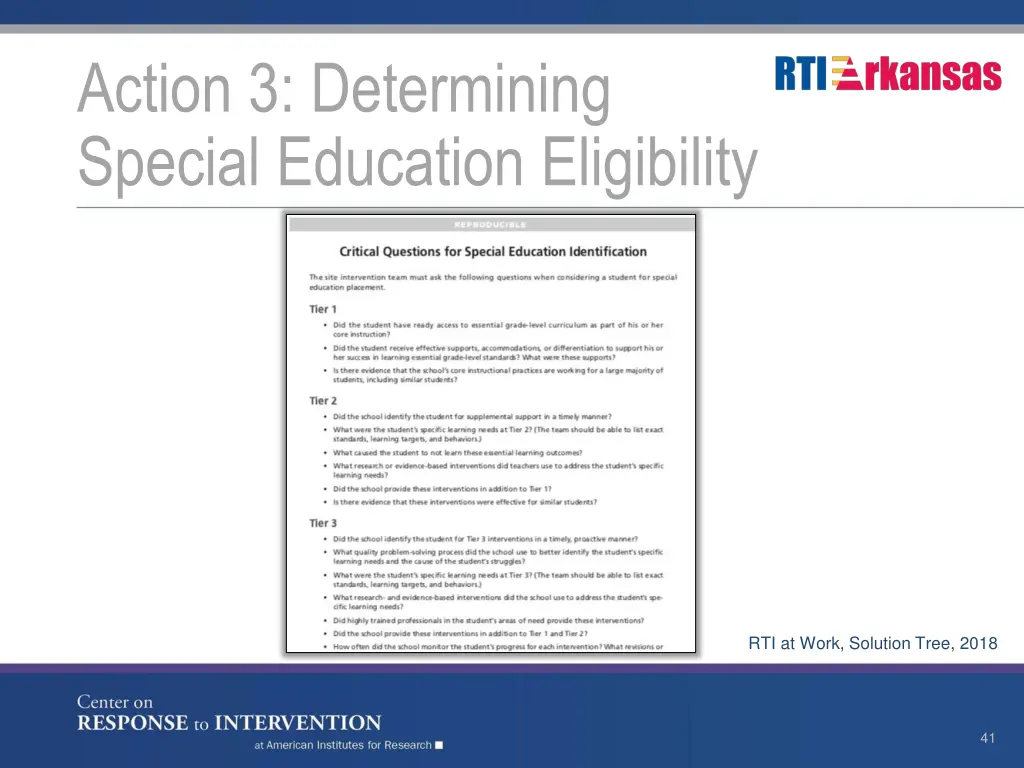 action 3 determining special education eligibility