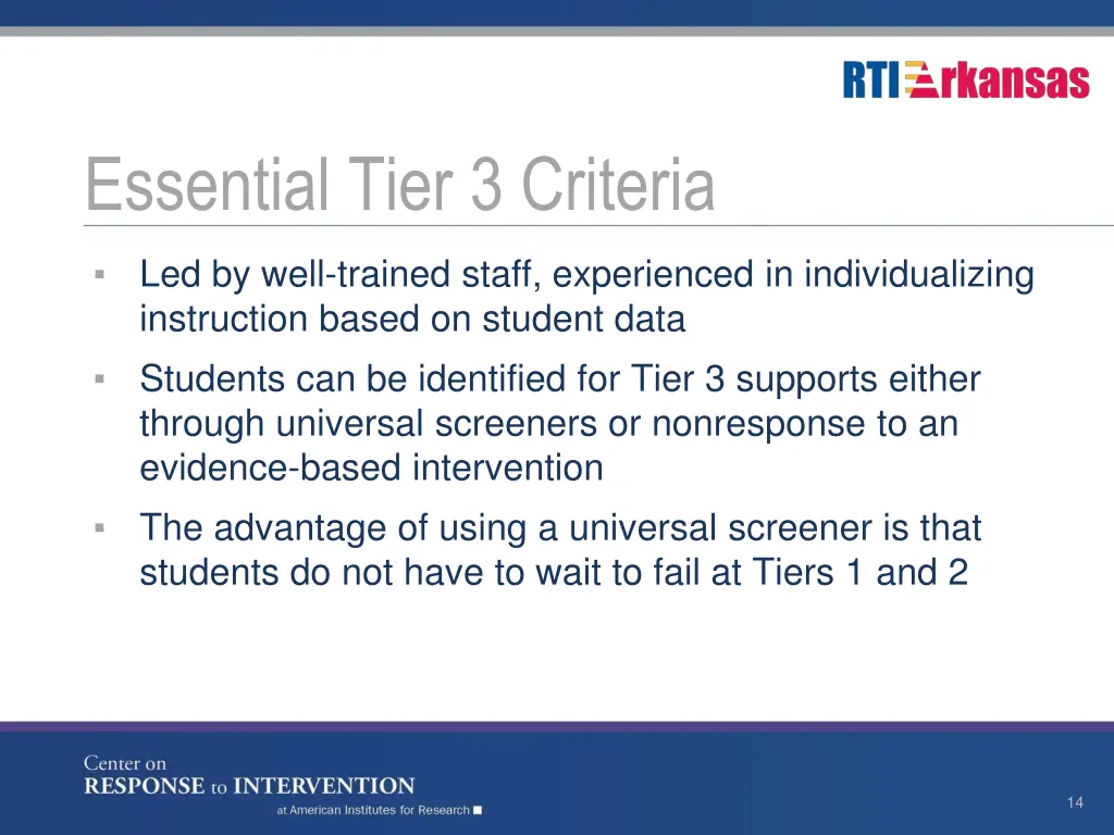 essential tier 3 criteria 1