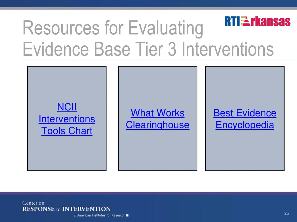 resources for evaluating evidence base tier