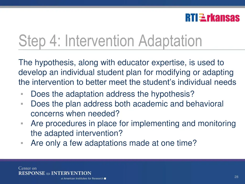 step 4 intervention adaptation