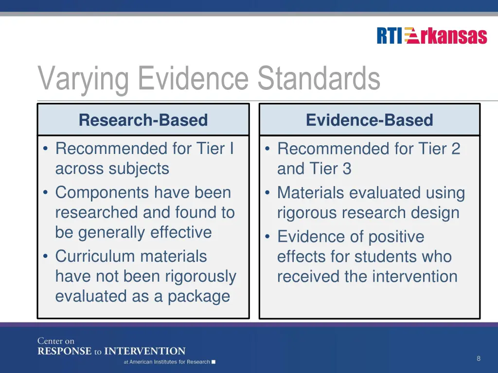 varying evidence standards