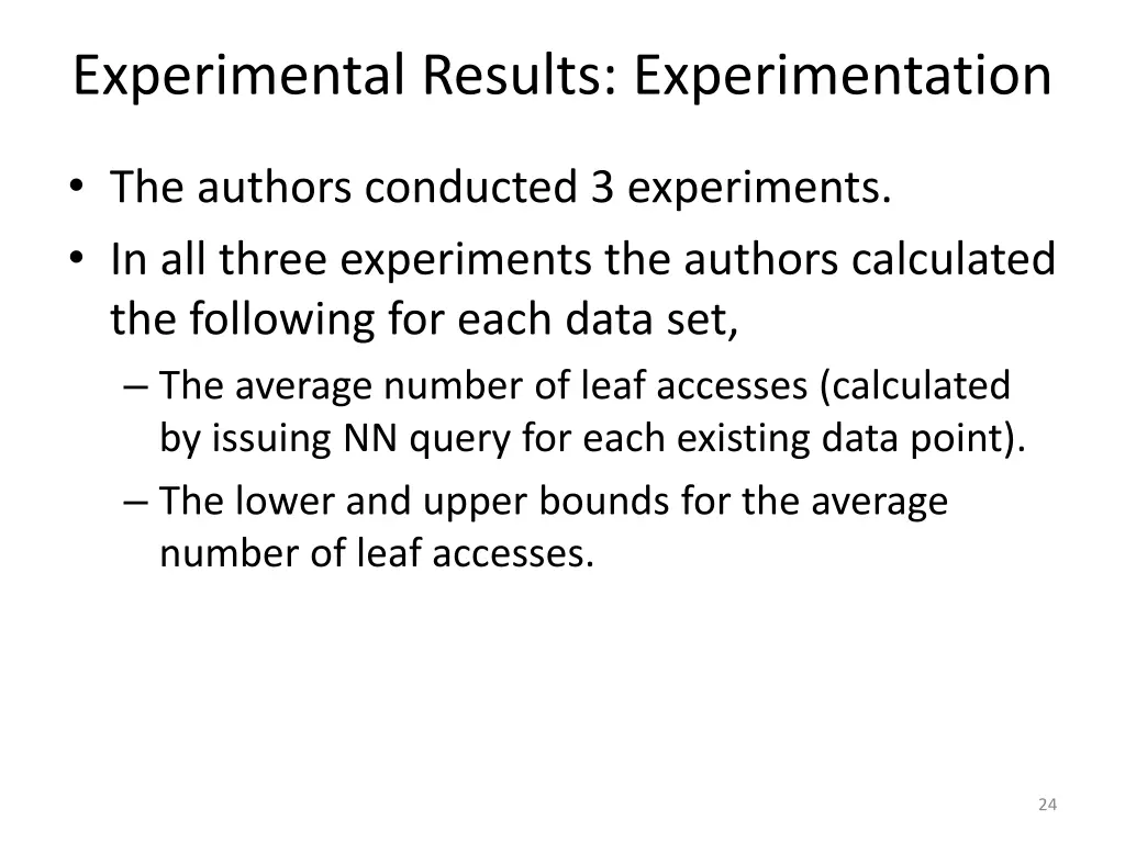 experimental results experimentation