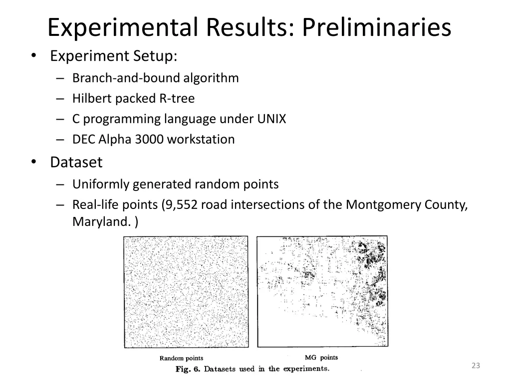 experimental results preliminaries experiment