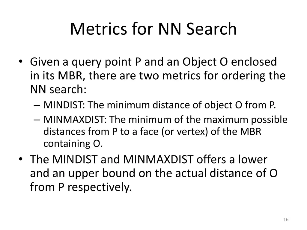 metrics for nn search