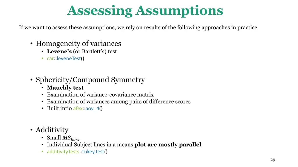 assessing assumptions