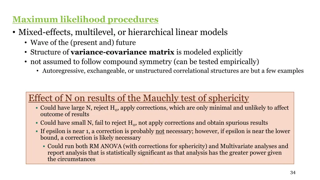 maximum likelihood procedures mixed effects