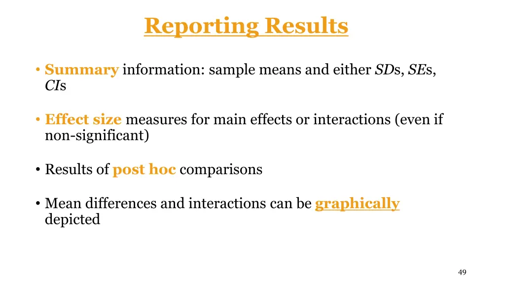 reporting results