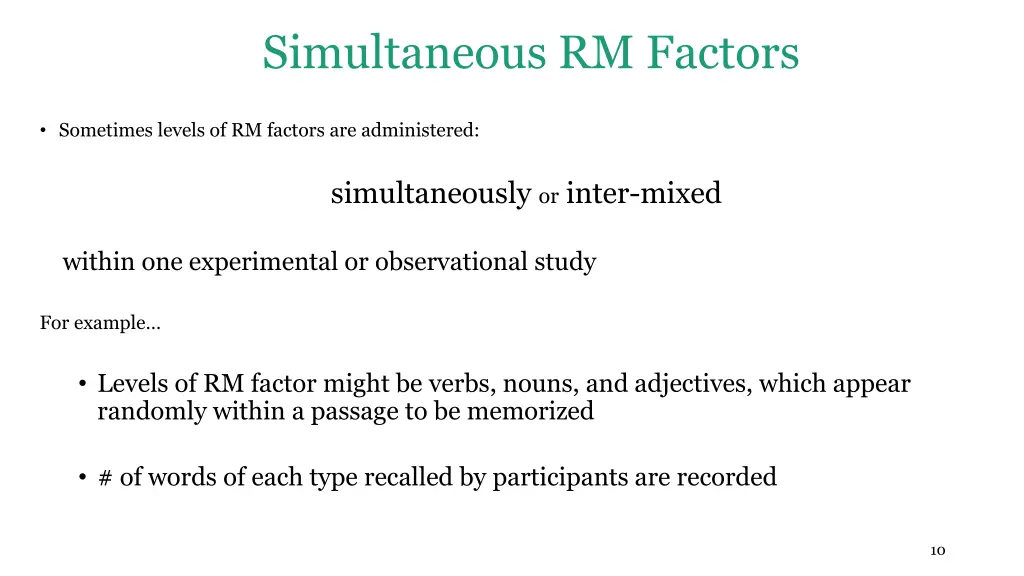 simultaneous rm factors