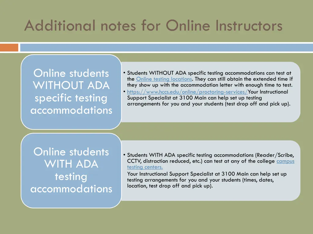 additional notes for online instructors