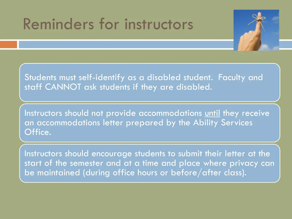 reminders for instructors