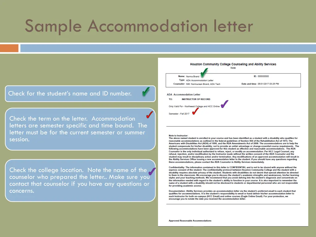 sample accommodation letter