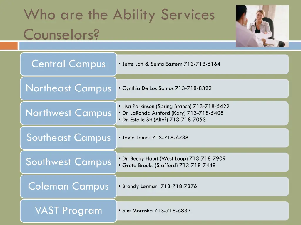 who are the ability services counselors