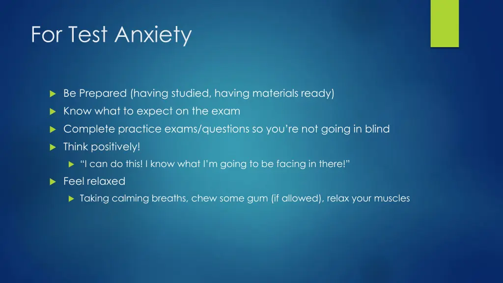 for test anxiety