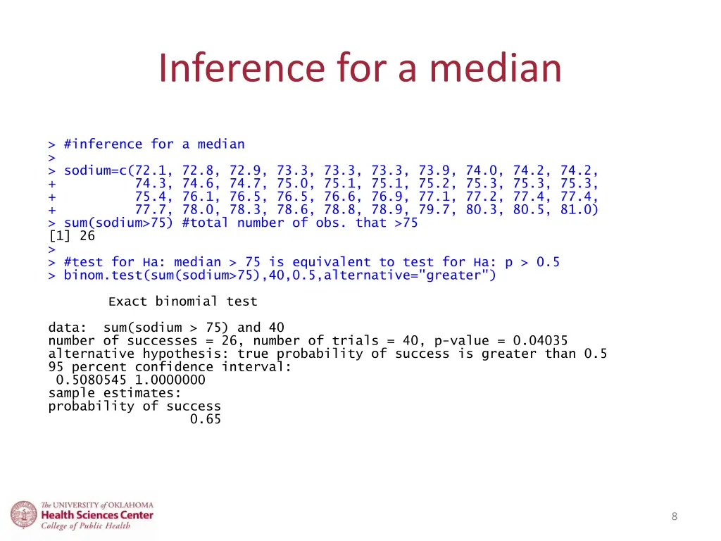 inference for a median 1