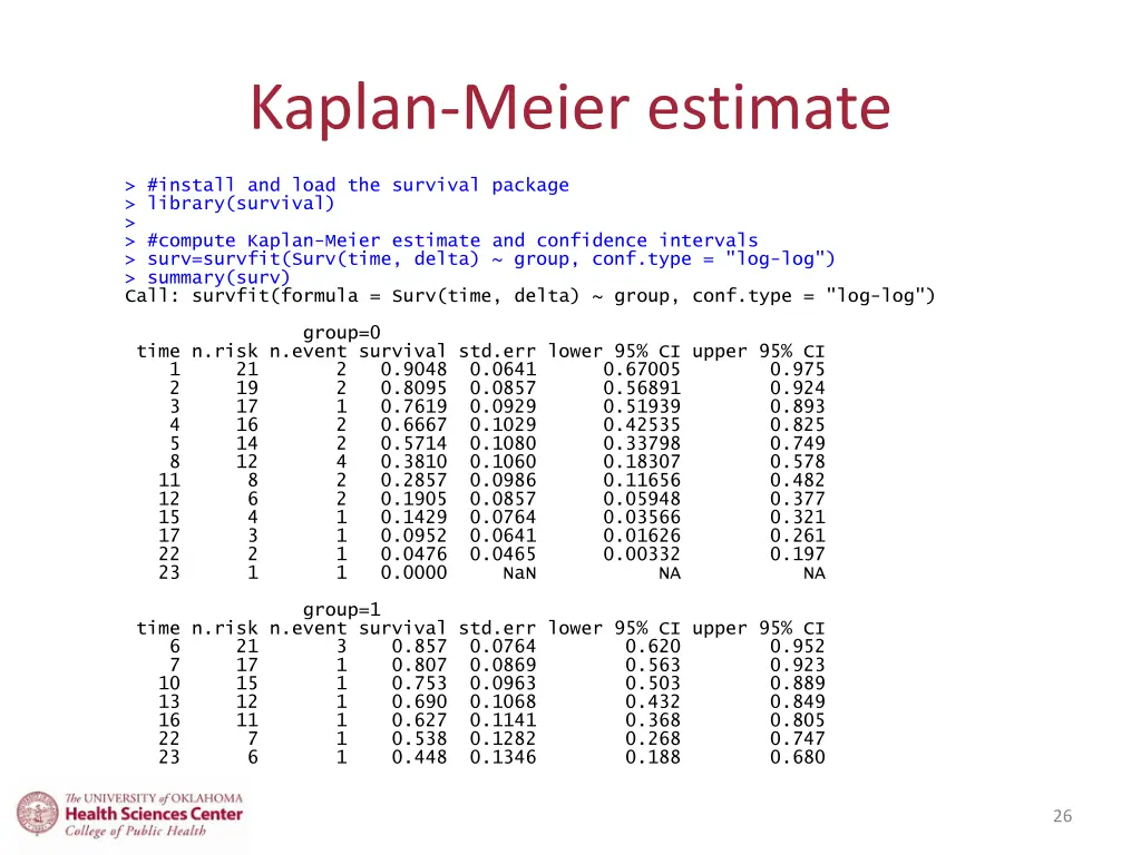 kaplan meier estimate